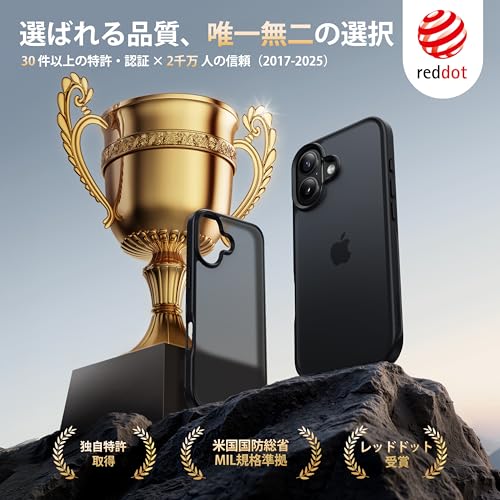 【米軍MIL規格・指紋防止】CASEKOO iPhone 17 用 ケース 耐衝撃 滑り止め 指紋防止 米軍MIL規格 マット仕上げ ストラップホール付き 黄変防止 耐久性 カバー ワイヤレス充電対応 アイフォン 17 用ケース 6.3 インチ(マットブラック)