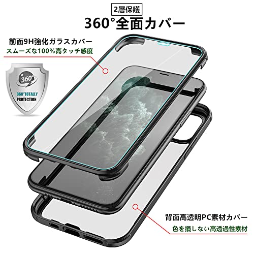 YSAN iPhone17Pro 用 ケース 360度全面保護 [100％画面感度][両面透明] クリアフルカバー 米軍MIL規格 透明 耐衝撃 薄型 軽量 シリコーンフレーム 滑り止めバンパー ワイヤレス充電対応 (レッド, iPhone17Pro用)