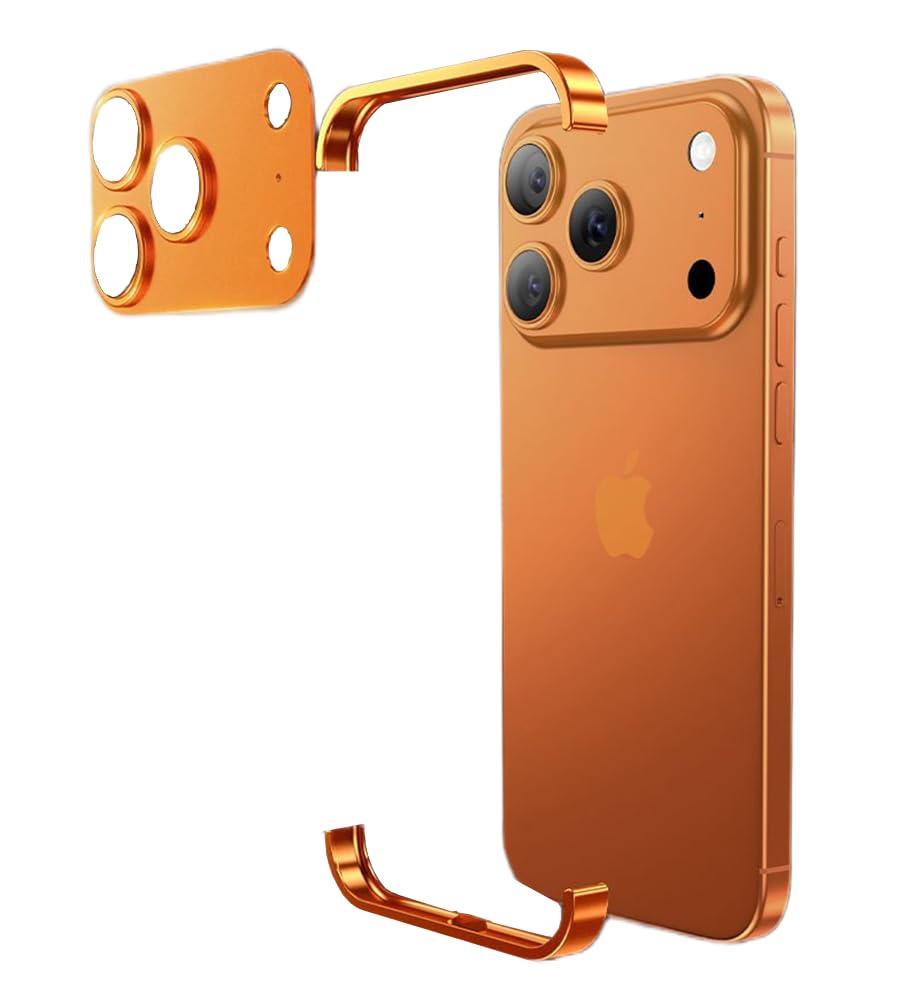 JCGOOD iPhone 17 Pro ケース 3 in 1 上下部のアルミ バンパー + カメラ保護カバー付き MagSafe 対応 ワイヤレス充電 いphone17pro ケース 軽量 薄型 超強放熱 衝撃保護 男女兼用 オレンジ